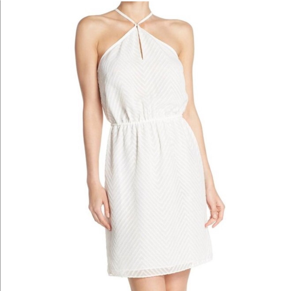 Ali + Jay Chevron Cross Neck Mini Dress